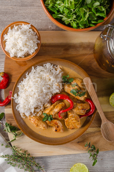 Delicious chicken curry Stock photo © Peteer