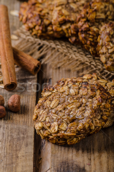 Kása sütik banán fahéj rusztikus gyümölcs Stock fotó © Peteer