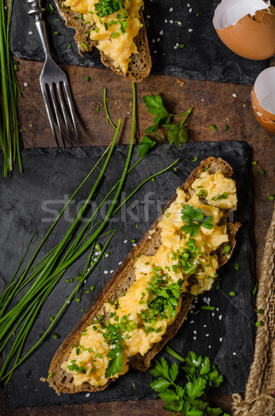 ストックフォト: ハーブ · パン · 緑 · チーズ · 卵