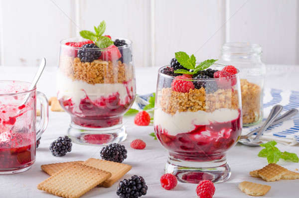 Stock photo: Inverted cheesecake in glass