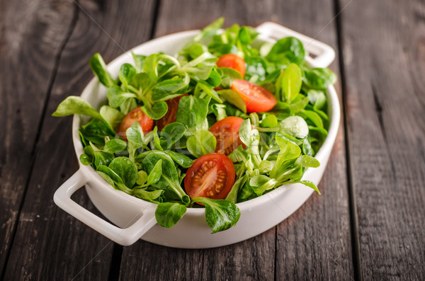 Lamb lettuce salad, tomatoes and herbs Stock photo © Peteer