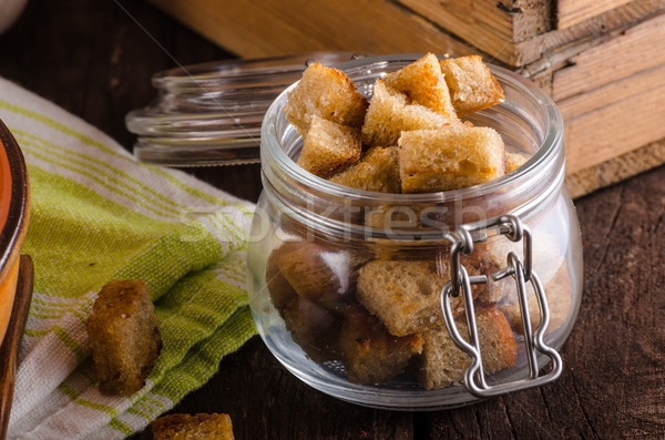 Stock photo: Goulash soup with croutons and potatoes