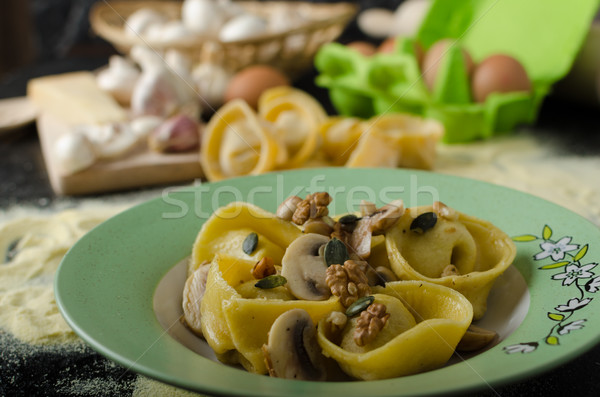 Pasta of the Italian semolina flour - Tortellini Stock photo © Peteer