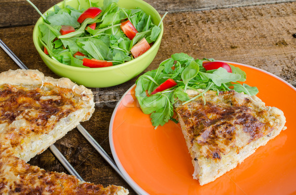 French quiche with cheese and salad Stock photo © Peteer