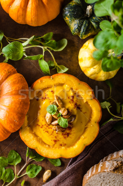 Creamy pumpkin soup Stock photo © Peteer