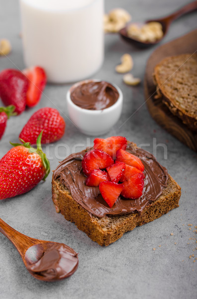 Nutella spread with wholegrain bread Stock photo © Peteer