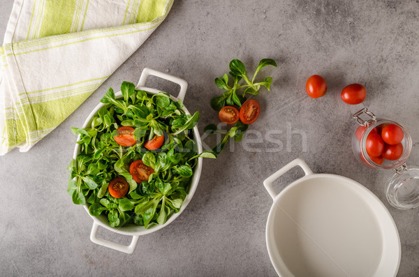 Lamb lettuce salad, tomatoes and herbs Stock photo © Peteer