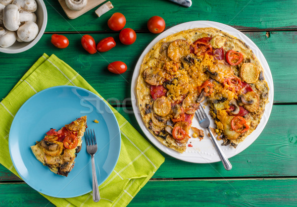 Potato frittata with chorizo Stock photo © Peteer