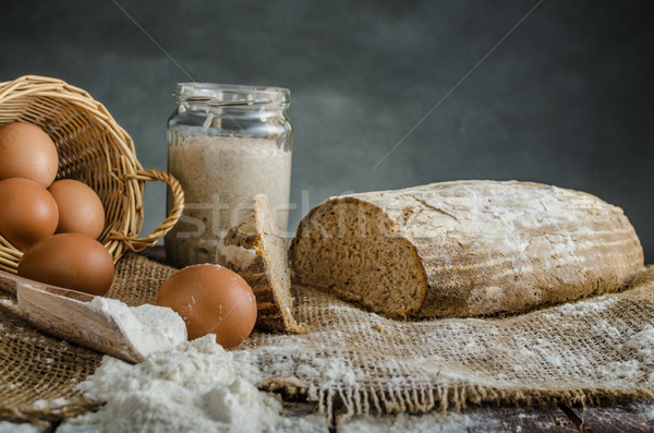 Home baked bread from sourdough rye Stock photo © Peteer
