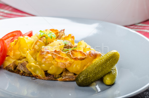 Stock photo: Baked Pasta with pork meat