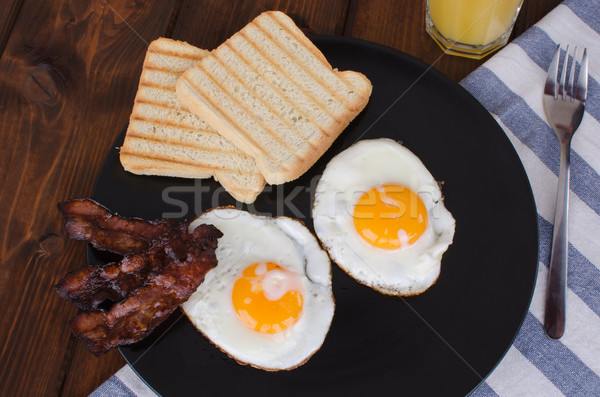 жареный яйца тоста бекон продовольствие оранжевый Сток-фото © Peteer