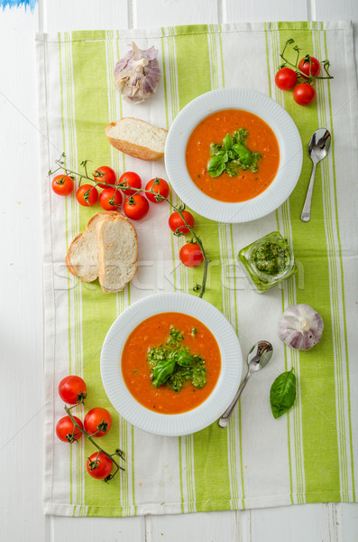トマトスープ いい 健康 精進料理 白パン 食品 ストックフォト © Peteer
