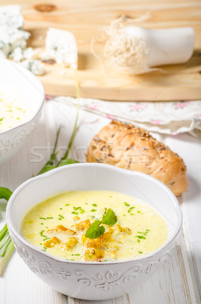 Curry soup with croutons Stock photo © Peteer