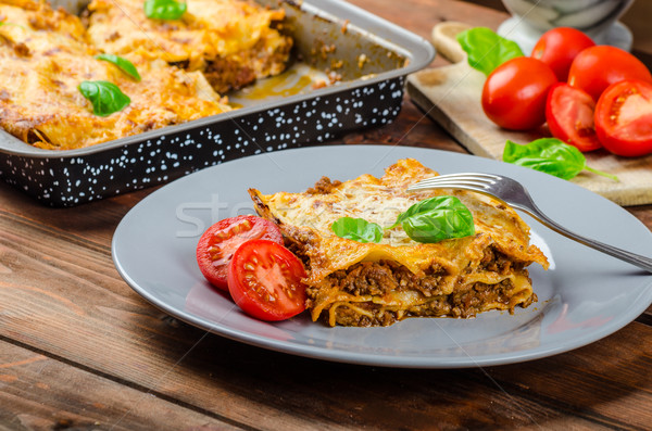 Lasagna carne parmigiano italiana classico semplice Foto d'archivio © Peteer