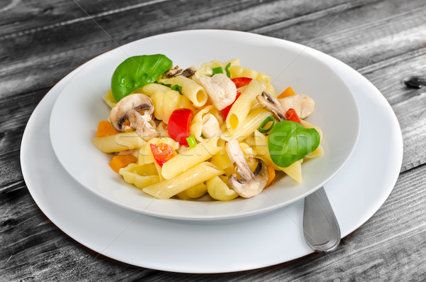 Pasta with chicken Stock photo © Peteer