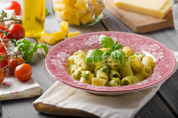 Pesztó finom bazsalikom olívaolaj diók parmezán Stock fotó © Peteer