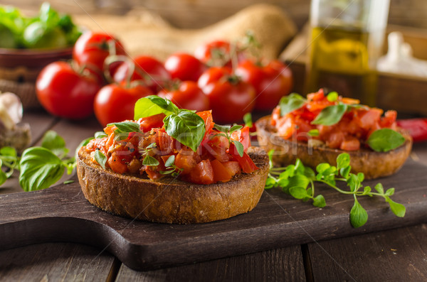 Stok fotoğraf: İtalyan · bruschetta · domates · sarımsak · otlar