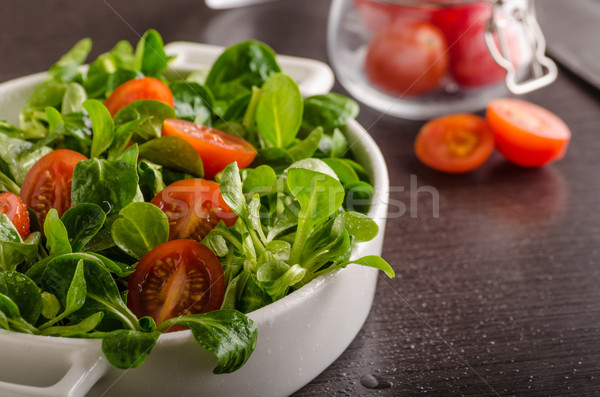 Lamb lettuce salad, tomatoes and herbs Stock photo © Peteer