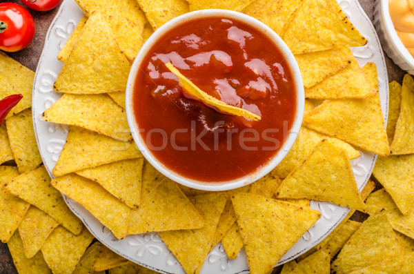 Tortilla chips with two dips Stock photo © Peteer