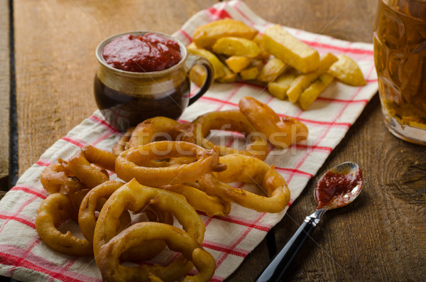 Cebolla anillos caliente salsa checo Foto stock © Peteer