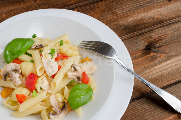 Stock photo: Pasta with chicken