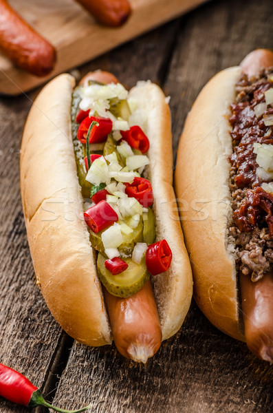Chilli and vegetarian hot dog Stock photo © Peteer