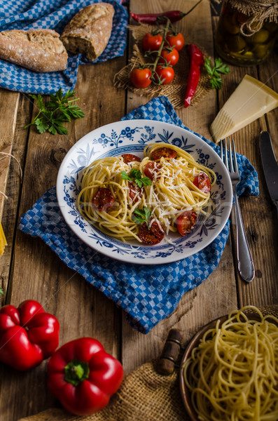 Italien pâtes tomates parmesan rustique [[stock_photo]] © Peteer