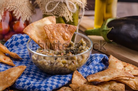 Caseiro tortilla batatas fritas alho berinjela molho Foto stock © Peteer