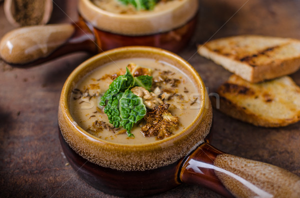 Creamy soup with roasted cauliflower and cabbage Stock photo © Peteer