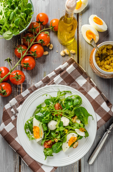 Lamb lettuce salad with eggs Stock photo © Peteer