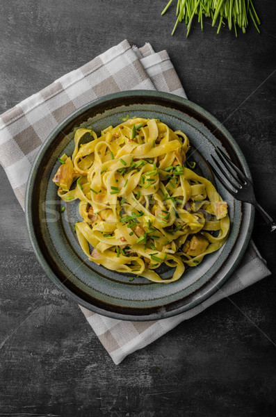 Creamy pasta with chicken Stock photo © Peteer