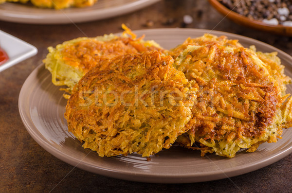 Delish potato pancakes with ketchup Stock photo © Peteer