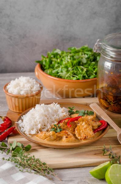 Delicious chicken curry Stock photo © Peteer