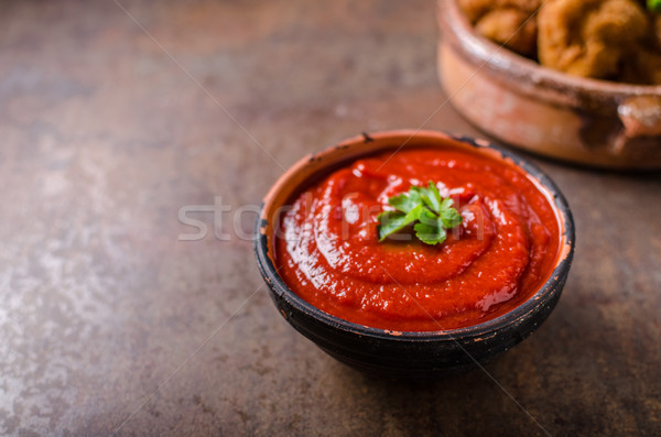 Foto stock: Salsa · picante · chile · pimientos · tomates · perejil · superior