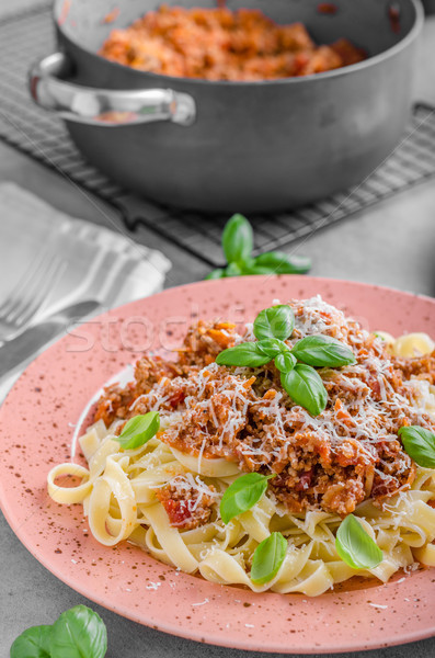 Pasta bolognese delish food Stock photo © Peteer