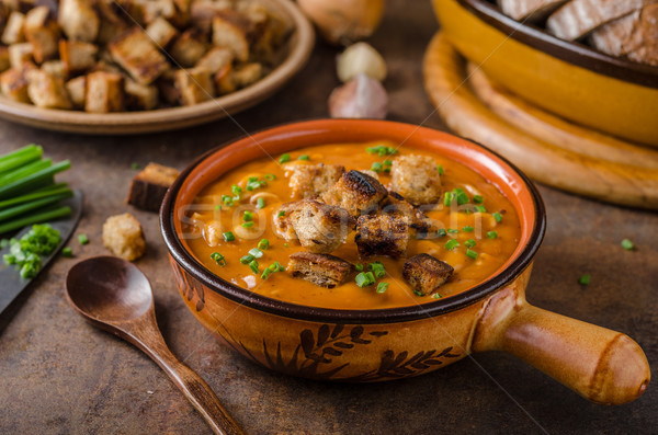 Goulash soup with croutons Stock photo © Peteer