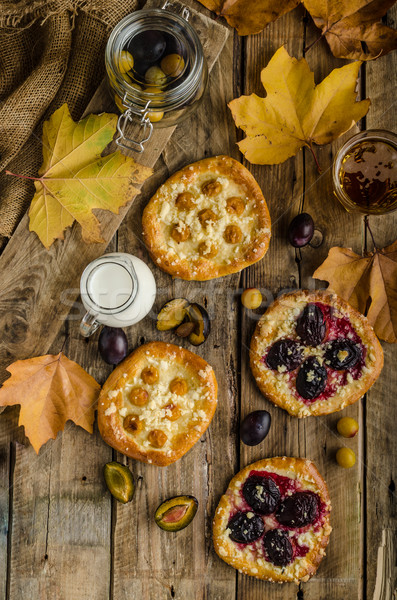 Traditional Czech cake with plums and prunes Stock photo © Peteer