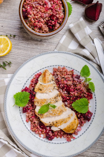 Chicken steak with buckwheat porridge Stock photo © Peteer