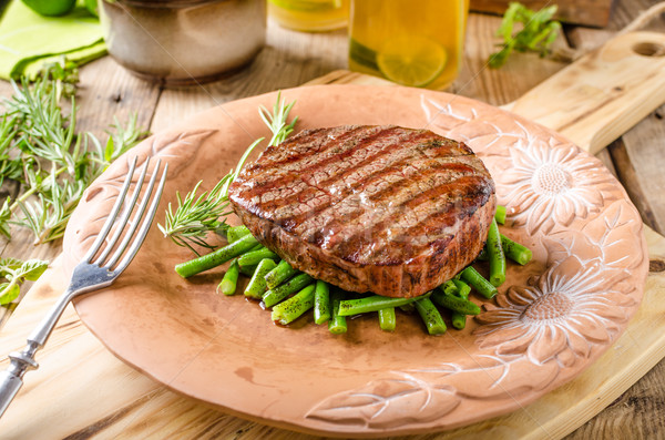 Foto stock: Carne · de · vacuno · solomillo · filete · casero · limonada · rojo