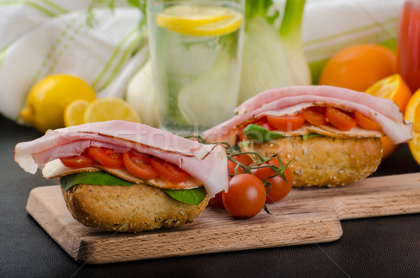 Wholemeal roll with prague ham Stock photo © Peteer