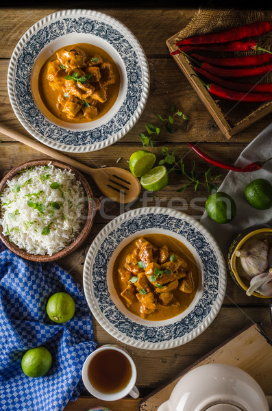 Stock photo: Curry chicken with rice