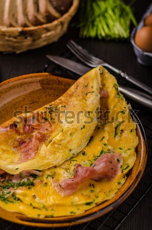 Omelet with chorizo and cheddar cheese Stock photo © Peteer