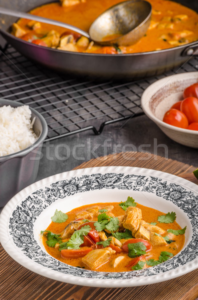 Delicioso caril de frango vegetal comida fotografia frango Foto stock © Peteer