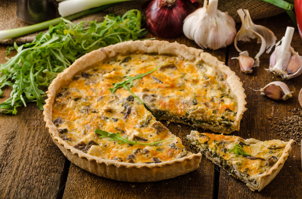 Cheese Quiche with chicken, arugula and mushrooms Stock photo © Peteer