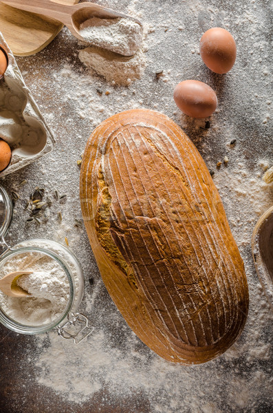 Brot Kreuzkümmel bereit Anzeige Text kostenlos Stock foto © Peteer