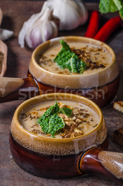 Creamy soup with roasted cauliflower and cabbage Stock photo © Peteer