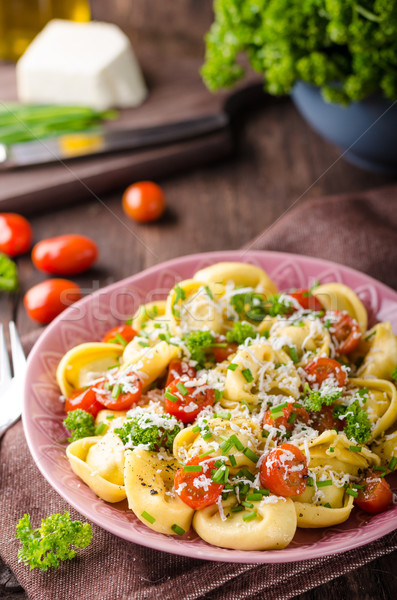 Tortellini erbe pomodori fresche formaggio alimentare Foto d'archivio © Peteer