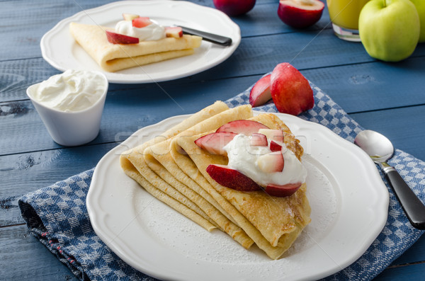 Cream pancakes with nectarines Stock photo © Peteer