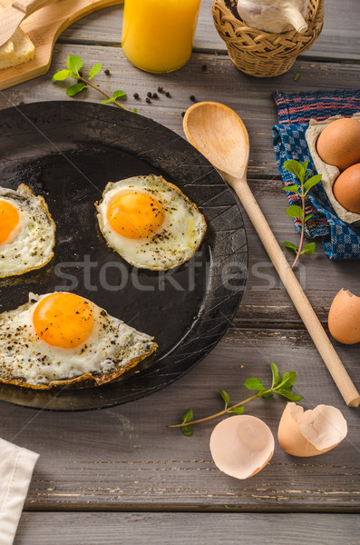 卵 フライド 素朴な スタイル バイオ 白パン ストックフォト © Peteer