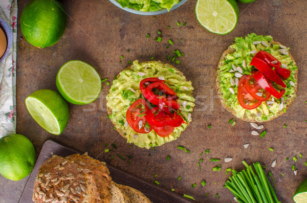 [[stock_photo]]: Bio · avocat · beurre · pain · pain · de · blé · entier · semences